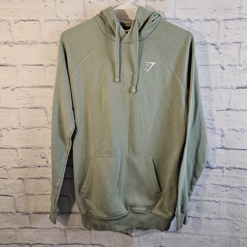Gymshark Green Sz Small Pullover Hoodie Logo Hooded Pockets